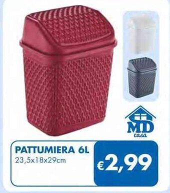 MD Discount PATTUMIERA 6L 23,5x18x29cm offerta
