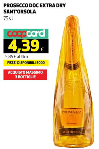 Coop PROSECCO DOC EXTRA DRY SANT'ORSOLA 75 cl offerta
