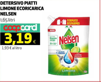 Coop DETERSIVO PIATTI LIMONE ECORICARICA NELSEN 1,65 litri offerta