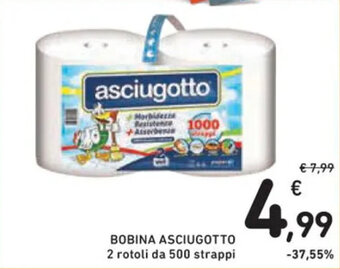 Spazio Conad BOBINA ASCIUGOTTO 2 rotoli da 500 strappi offerta