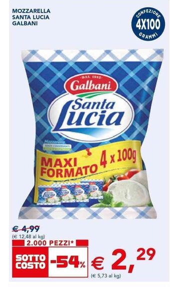 Esselunga MOZZARELLA SANTA LUCIA GALBANI offerta