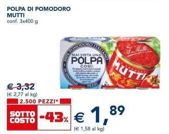 Esselunga POLPA DI POMODORO MUTTI conf. 3x400 g offerta