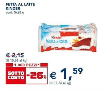 Esselunga FETTA AL LATTE KINDER conf. 5x28 g offerta