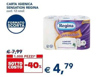 Esselunga CARTA IGIENICA SENSATION REGINA conf. 12 rotoli offerta