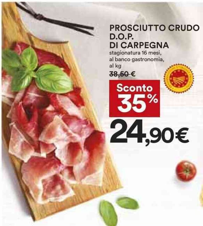 PROSCIUTTO CRUDO D.O.P. DI CARPEGNA stagionatura 16 mesi, al banco
