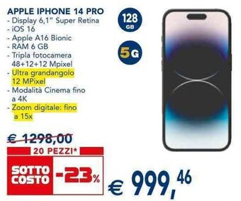 Esselunga APPLE IPHONE 14 PRO offerta