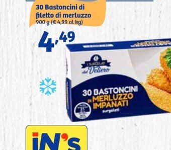 In'S Mercato I surgelati del veliero 30 bastoncini di filetto di merluzzo offerta