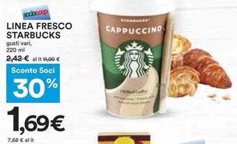 Coop LINEA FRESCO STARBUCKS gusti vari, 220 ml offerta