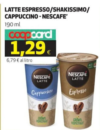 LATTE ESPRESSO/SHAKISSIMO/ CAPPUCCINO - NESCAFE' 190 ml