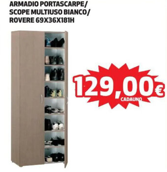 Ipercoop ARMADIO PORTASCARPE/ SCOPE MULTIUSO BIANCO/ ROVERE 69X36X181H offerta