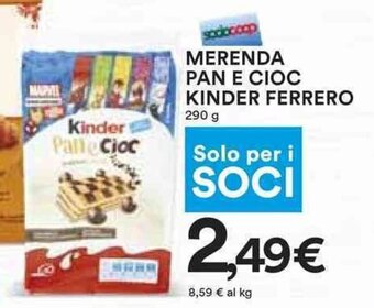 Coop MERENDA PAN E CIOC KINDER FERRERO 290 g offerta