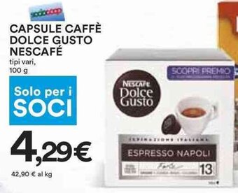 Coop CAPSULE CAFFÈ DOLCE GUSTO NESCAFÉ 100 g offerta