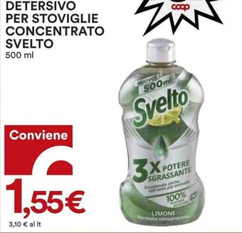 Coop DETERSIVO PER STOVIGLIE CONCENTRATO Svelto 500 ml offerta
