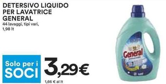 Coop DETERSIVO LIQUIDO PER LAVATRICE GENERAL 1,98 lt offerta