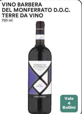 Coop VINO BARBERA DEL MONFERRATO D.O.C. TERRE DA VINO 750 ml offerta