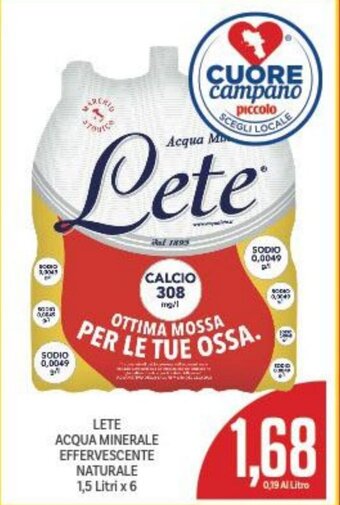 Supermercati Piccolo LETE ACQUA MINERALE EFFERVESCENTE NATURALE 1,5 Litri x 6 offerta