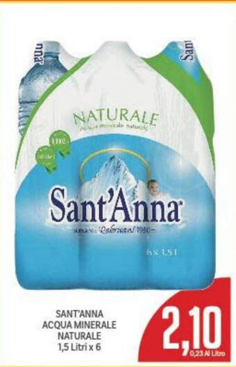 Supermercati Piccolo SANT'ANNA ACQUA MINERALE NATURALE 1,5 Litrix 6 offerta