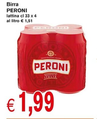 èccoMI Birra PERONI lattina cl 33 x 4 offerta