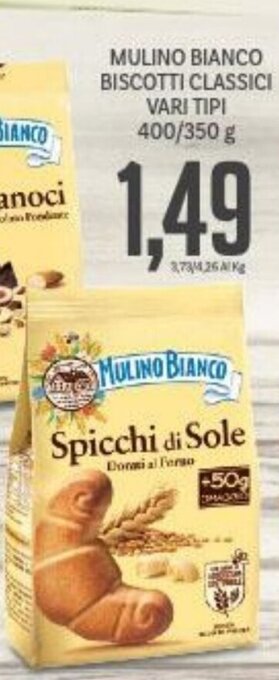 Supermercati Piccolo MULINO BIANCO BISCOTTI CLASSICI VARI TIPI 400/350 g offerta