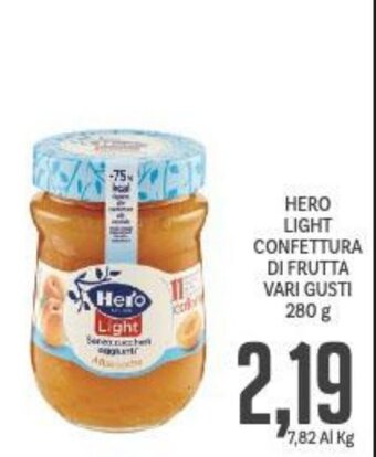 Supermercati Piccolo HERO LIGHT CONFETTURA DI FRUTTA VARI GUSTI 280 g offerta