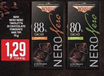 NOVI NERO NERO TAVOLETTA DI CIOCCOLATO FONDENTE VARI TIPI 75 g
