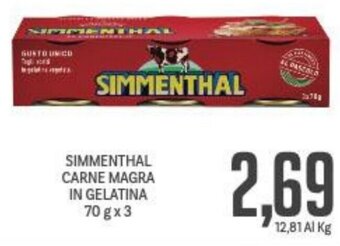 Supermercati Piccolo SIMMENTHAL CARNE MAGRA IN GELATINA 70 g x 3 offerta