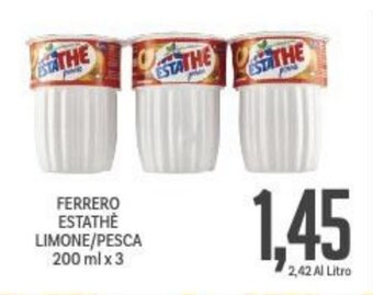 Supermercati Piccolo FERRERO ESTATHÈ LIMONE/PESCA 200 ml x 3 offerta