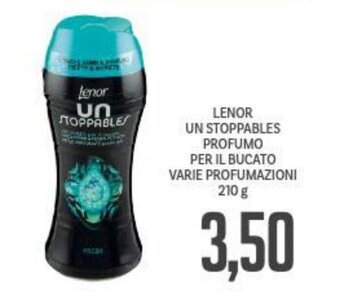 Supermercati Piccolo LENOR UN STOPPABLES PROFUMO PER IL BUCATO VARIE PROFUMAZIONI 210 g offerta