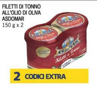 Supermercati Piccolo FILETTI DI TONNO ALL'OLIO DI OLIVA ASDOMAR 150 g x 2 offerta