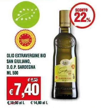 Banco Fresco OLIO EXTRAVERGINE BIO SAN GIULIANO, D.O.P. SARDEGNA ML 500 offerta