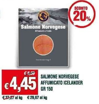 Banco Fresco SALMONE NORVEGESE AFFUMICATO ICELANDER GR 150 offerta