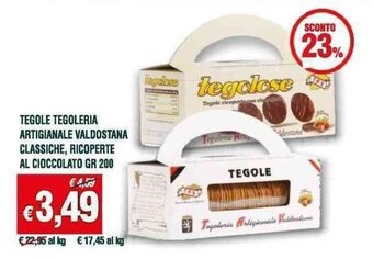 Banco Fresco TEGOLE TEGOLERIA ARTIGIANALE VALDOSTANA CLASSICHE, RICOPERTE AL CIOCCOLATO GR 200 offerta