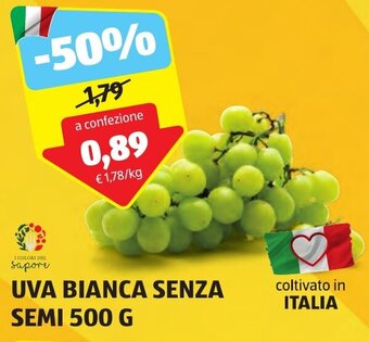 ALDI UVA BIANCA SENZA SEMI 500 G offerta