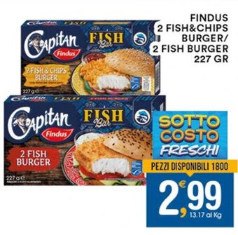 Gecop FINDUS 2 FISH&CHIPS BURGER/ 2 FISH BURGER 227 GR offerta