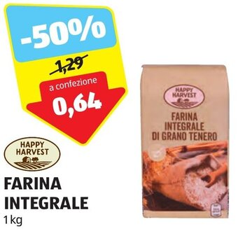ALDI HAPPY HARVEST FARINA INTEGRALE 1 kg offerta