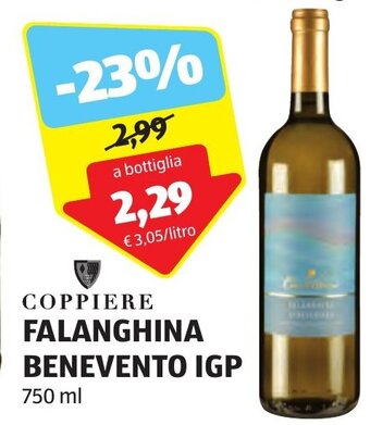 ALDI COPPIERE FALANGHINA BENEVENTO IGP 750 ml offerta