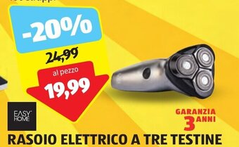 ALDI EASY HOME RASOIO ELETTRICO A TRE TESTINE offerta