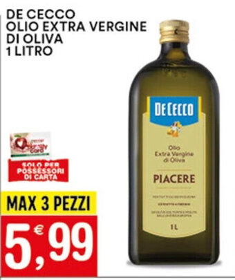 Gecop DE CECCO OLIO EXTRA VERGINE DI OLIVA 1 LITRO offerta