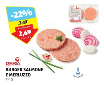 ALDI gesia BURGER SALMONE E MERLUZZO 180 g offerta