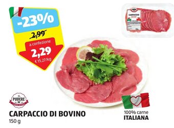ALDI IL PODERE CARPACCIO DI BOVINO 150 g offerta