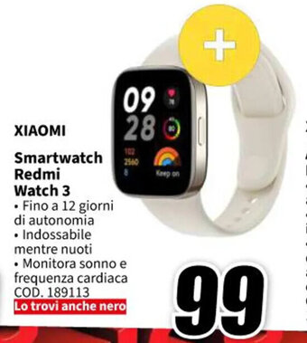 MediaWorld XIAOMI Smartwatch Redmi Watch 3 offerta