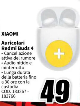 MediaWorld XIAOMI Auricolari Redmi Buds 4 offerta