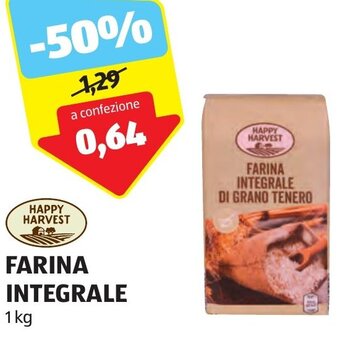 ALDI HAPPY HARVEST FARINA INTEGRALE 1 kg offerta