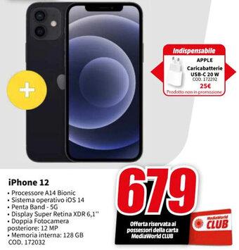 MediaWorld iPhone 12 offerta