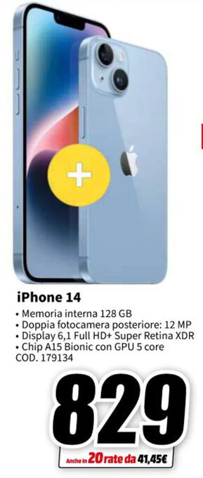 MediaWorld iPhone 14 offerta