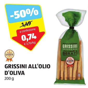 ALDI LA CESTA GRISSINI ALL'OLIO D'OLIVA 200 g offerta