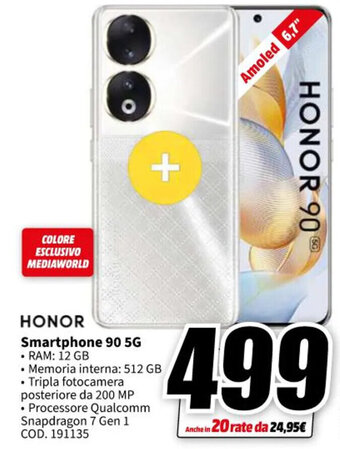 MediaWorld HONOR Smartphone 90 5G offerta