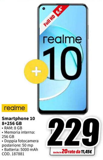 MediaWorld realme Smartphone 10 8+256 GB offerta