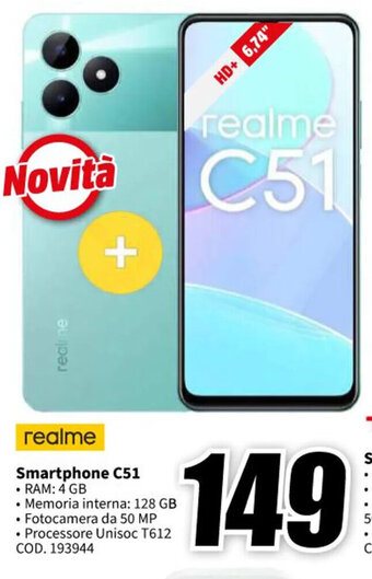MediaWorld realme Smartphone C51 offerta