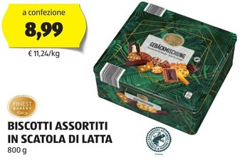 ALDI FINEST BAKERY BISCOTTI ASSORTITI IN SCATOLA DI LATTA 800 g offerta